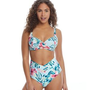 Birdsong Aloha Bikini Set | 36DD Wrap Bikini Top | M Retro Full Bikini Bottom